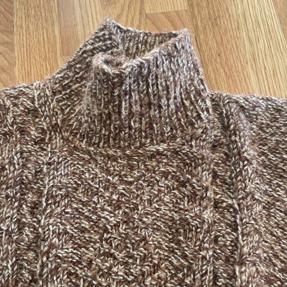 Vintage Pullover Chunky Hand Knitted Women’s Sweater Cowl/Turtleneck Brown/Tan - Picture 6 of 14